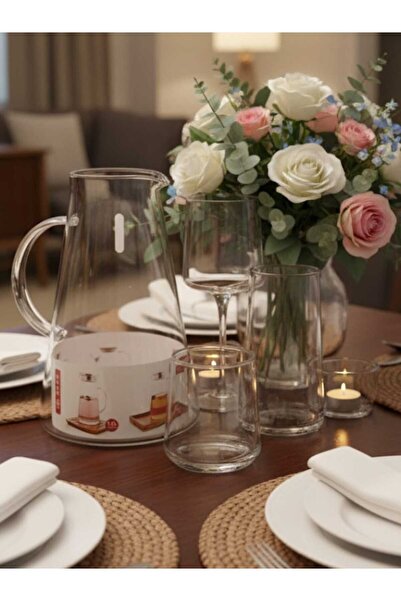 Paşabahçe BARDAK TAKIMI 6 KISA 6 UZUN 6 AYAKLI 1 SÜRAHİ 19 PARÇA SU SETİ TAKIMI 6 KİŞİLİK