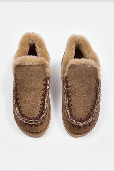 NILUFARR Yumi Brown Suede Genuine Leather Shearling Women's Boots