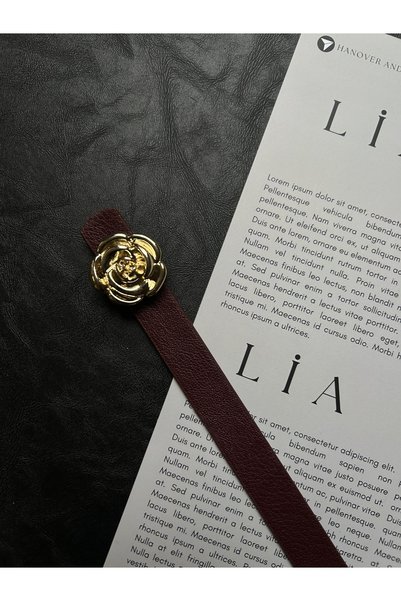 LİA KEMER Trace Gül Gold Buckle Model Women's Belt Waist Belt Coat Belt Dress Belt Trouser Belt