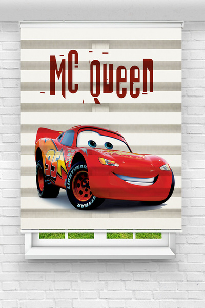 evana home McQueen Desenli Zebra Perde – Erkek Çocuk Odası İçin Renkli ve Din...