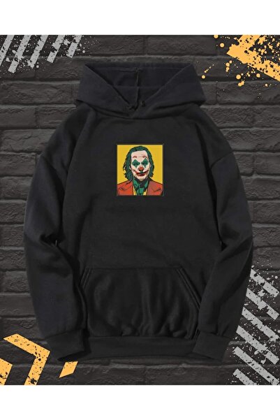 OEM - Hanorac Barbati cu Broderie si Imprimeu, Joker, Bumbac, Negru, M INTL