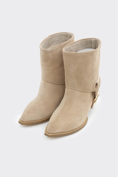 derinet Hakiki Deri Toka Aksesuarlı Kadın Bot