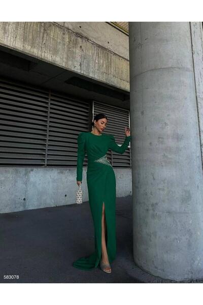 Modafeminen Дълга вечерна рокля с принцески ръкави 583078 EMERALD