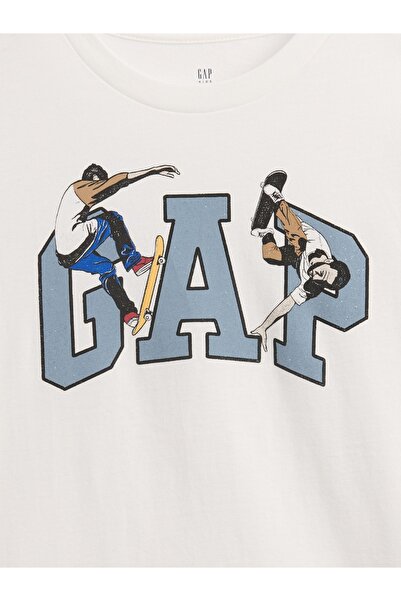 GAP Erkek Çocuk Beyaz Logo T-Shirt