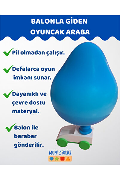 Montessori Balonlu Oyuncak Araba - Stem Bilim ve Deney Seti - Eğitim