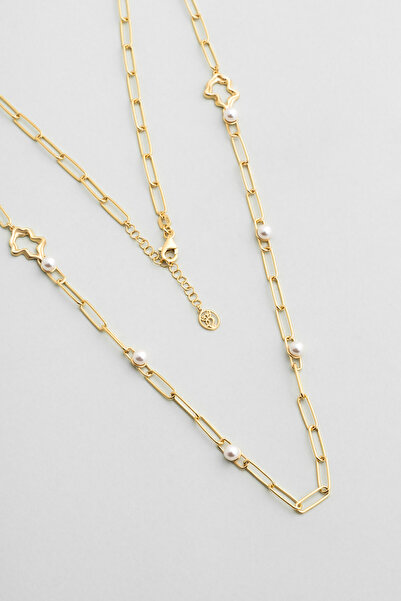 So CHIC... Ophelia 18 Ayar Sarı Altın Kaplama 64 Cm Gümüş İnci Kolye