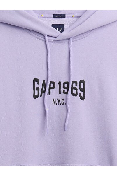 GAP Erkek Mor Heavyweight 1969 Logo Sweatshirt