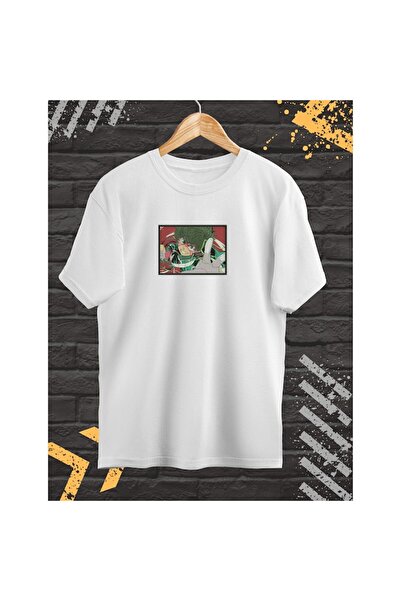 OEM Tricou Barbati cu Broderie si Imprimeu, Izucu Midoriya, Bumbac, Alb, L INTL