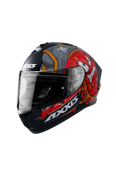 AXXIS DRAKEN GARGLEN MAT SİYAH-KIRMIZI FULLFACE KASK
