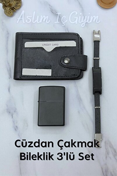 Lio20 Чоловічий гаманець, запальничка, браслет, набір з 3 предметів - подарун...