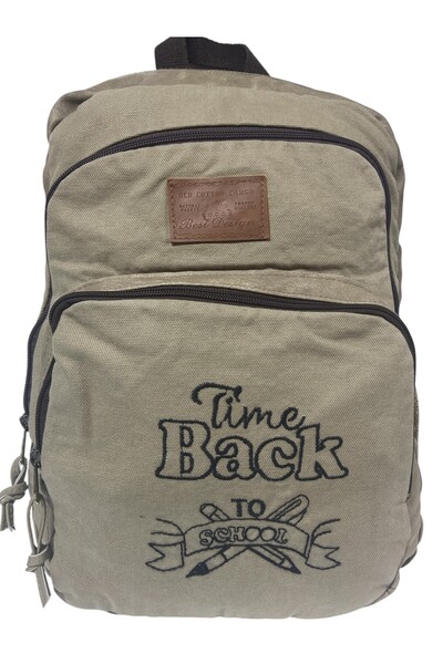 Old Cotton Quality Black Vintage Casual Printed Design Daily Outing School Backpack Revilla Bag 28X38Cm