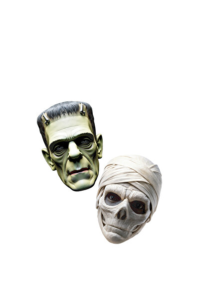 kidspartim Halloween Zombi Ve Kuru Kafa Maske Seti Karton 2 li