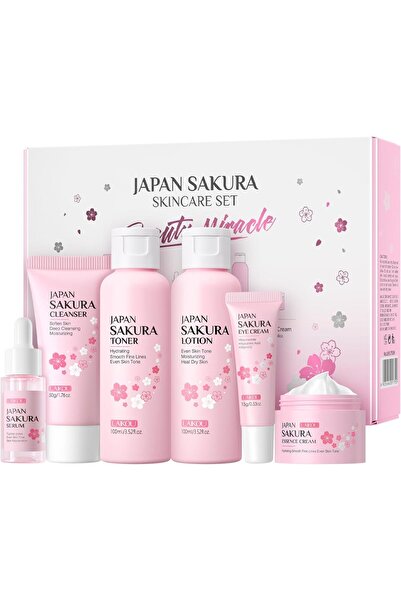 LAIKOU Sakura Skincare Set - 6 PCS Hydrating and Revitalizing Skincare Gift S...