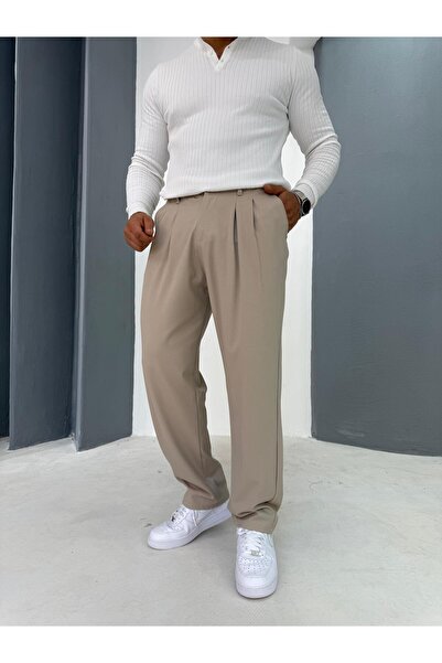 Combineman35 Baggy Fabric Trousers with Pleat Detail