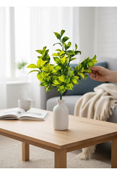 Nettenevime Artificial Flower Yellow Green Lemon Leaf Bunch Boxwood Bunch Garnish Aradal Decorative Artificial Plant