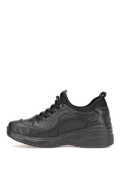 Ayakkabı Fuarı Elit Erlplv052-D-F Women's Genuine Leather Orthopedic Classic Sneaker Black