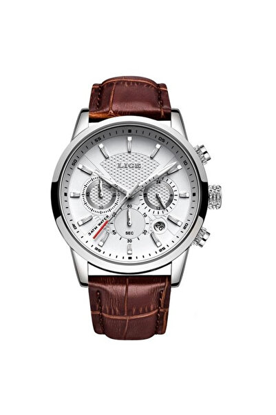 Lige Ανδρικό ρολόι χειρός Quartz με κομψό δερμάτινο λουράκι