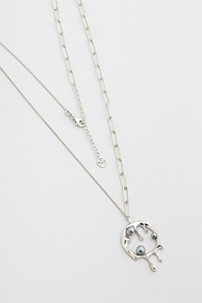 So CHIC... Esmeralda 18 Ayar Beyaz Altın Kaplama 61 Cm Gümüş İnci Kolye