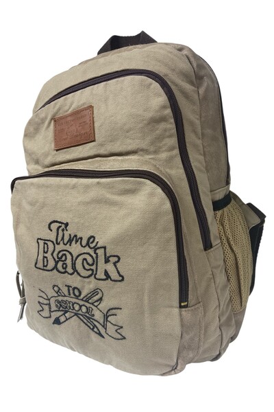 Old Cotton Quality Black Vintage Casual Printed Design Daily Outing School Backpack Revilla Bag 28X38Cm