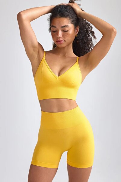 baim X Golden Seamless Mini Shorts Leggings and String Strap Bustier Set