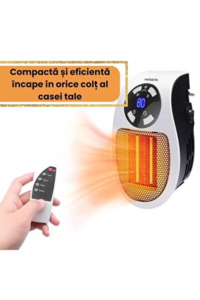 Tessari HASEPE Mini Portable Fan Heater 400W with Remote, Timer, LED (White/Black)