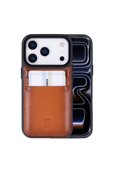 Bouletta , Apple iPhone 17 Pro için, Hakiki Deri, El Yapımı Kartlıklı Kılıf, ...