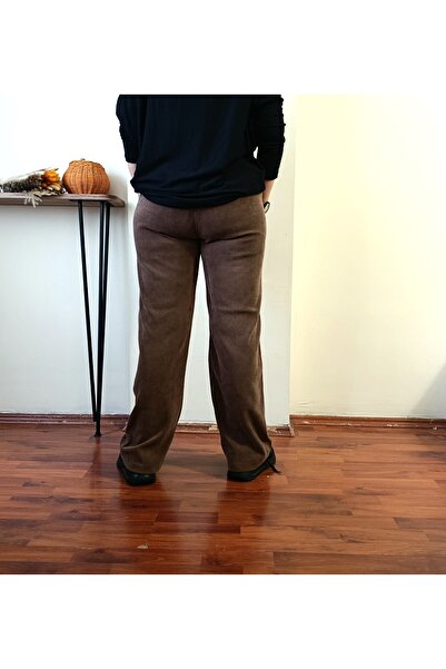 Butik Şans Elastic Waist Velvet Fabric Palazzo Trousers