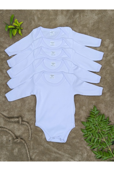 vieso 5-Piece Cotton Long Sleeve Snap-On Baby Bodysuit Undershirt for Girls and Boys, Economical
