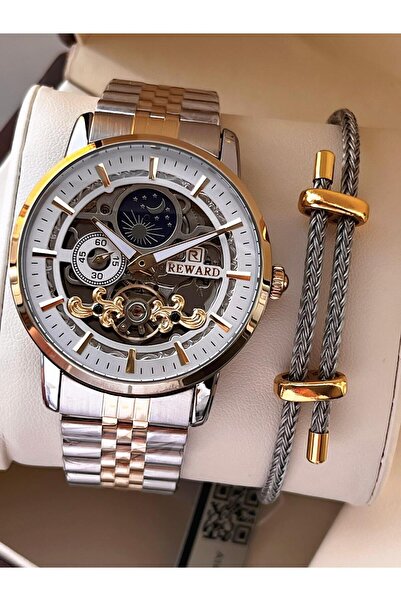 Reward Özel Mehtaplı Otomatik Mekanizma Çelik Kordon 5 Atm Suya Dayaknıklı Er...