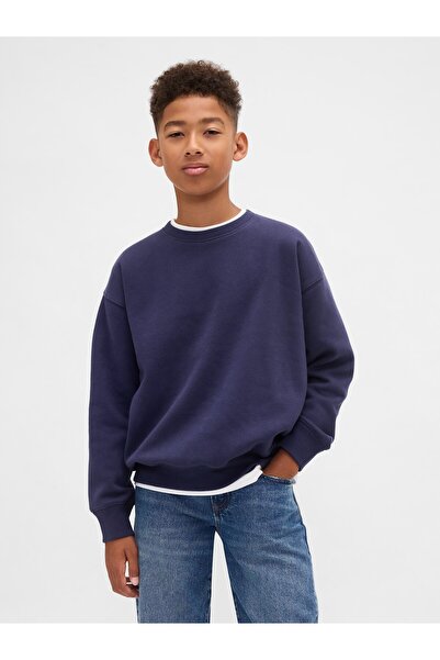 GAP Erkek Çocuk Lacivert VintageSoft Relaxed Bisiklet Yaka Sweatshirt