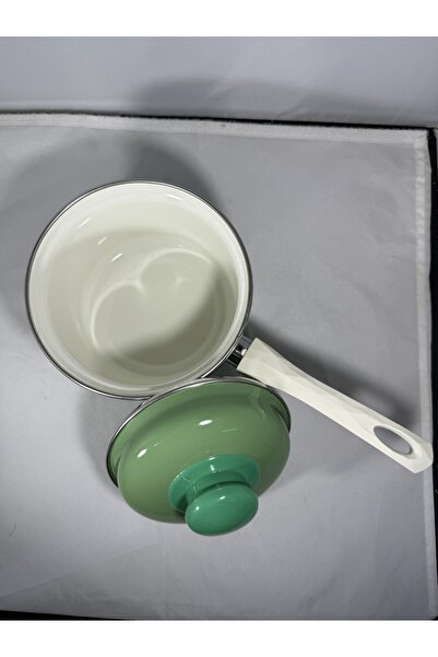 EmayeBurada Flame Enamel Milk Pot & Sauce Pot & Egg Poaching Pot Mini Turquoise (0.9 Lt)