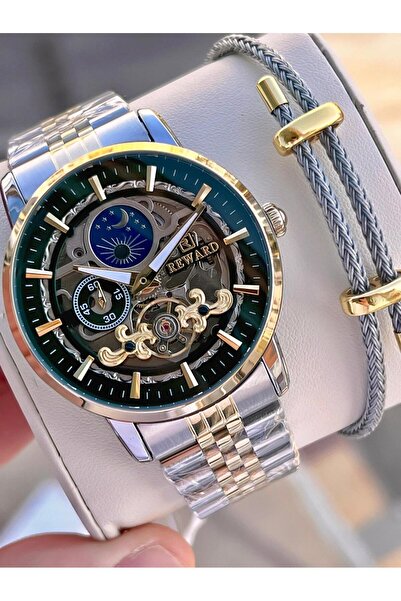 Reward Özel Mehtaplı Otomatik Mekanizma Çelik Kordon 5 Atm Suya Dayaknıklı Er...