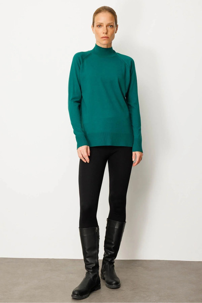 Desen Triko Women's Half Turtleneck Sweater with Side Slits 02422305 O. Baş