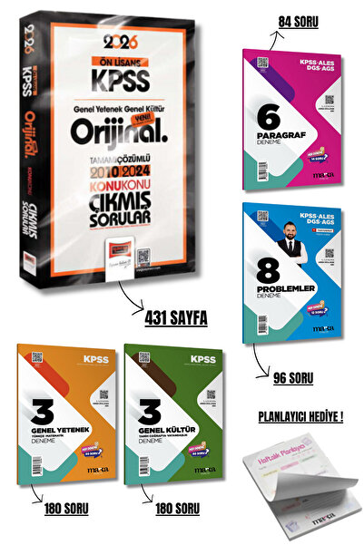 Yargı Yayınları 2026 KPSS Genel Kültür Yetenek Önlisans Tamamı Çözümlü 2010-2024 Çıkmış Sorular +4 Deneme Kitapçık