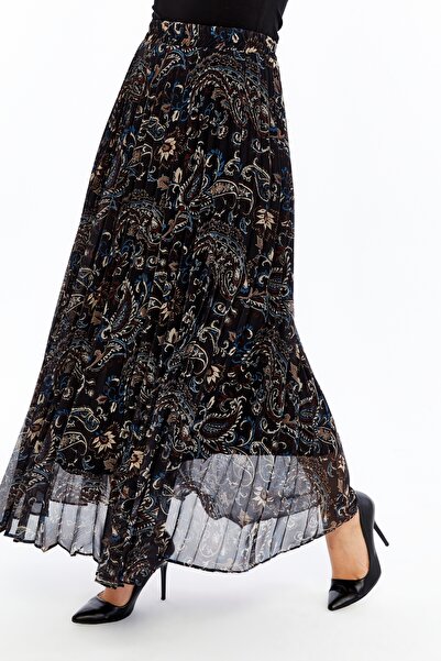 sehatex Lined Pleated Chiffon Waisted Elastic Skirt