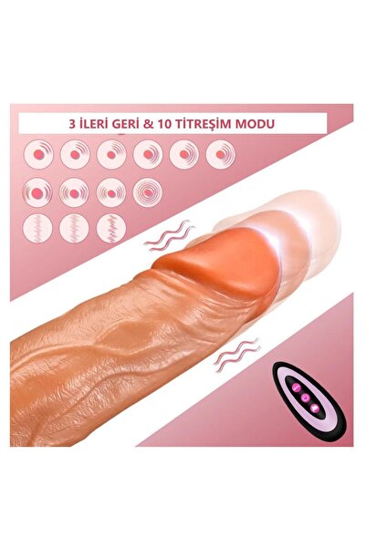 Odins Shop Belden Bağlamalı USB Şarjlı Uzaktan Kumandalı 23 cm İleri Geri Hareketli Titreşimli Isıtmalı Dildo