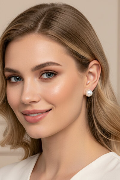 bymissmücevherat 925 Ayar Gümüş Gold Renk Klipsli 8mm Mayorka İnci Küpe – Gelin, Abiye, Günlük