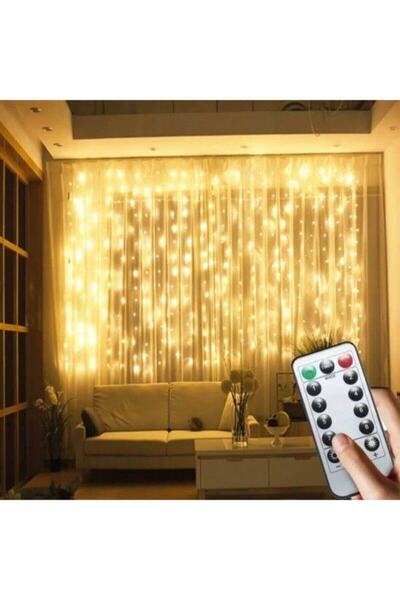 Empressco Aydınlatmalı dekoratif saçaklı perde, 3x2 metre, şık ve şeffaf tasarım