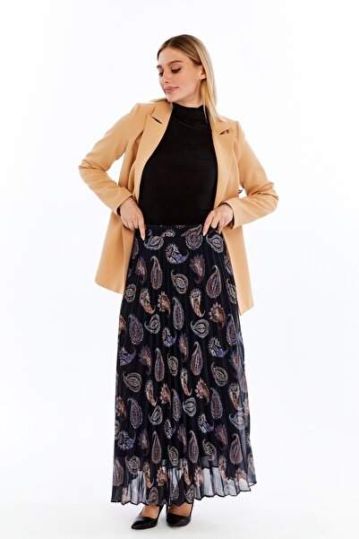 sehatex Lined Pleated Chiffon Waisted Elastic Skirt