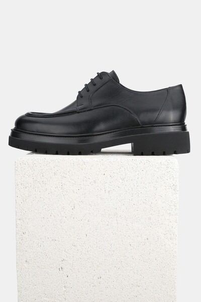 TUNAELLİ ERKEK SİYAH HAKİKİ DOĞAL DERİ 39-45-46 NUMARA BAĞCIKLI OXFORD AYAKKABI