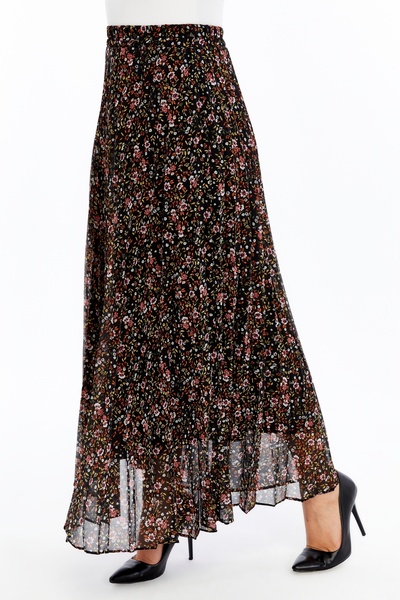 sehatex Lined Pleated Chiffon Waisted Elastic Skirt