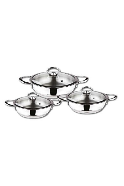 OMS Steel Saucepan Set with Glass Lid 14-16-18 cm