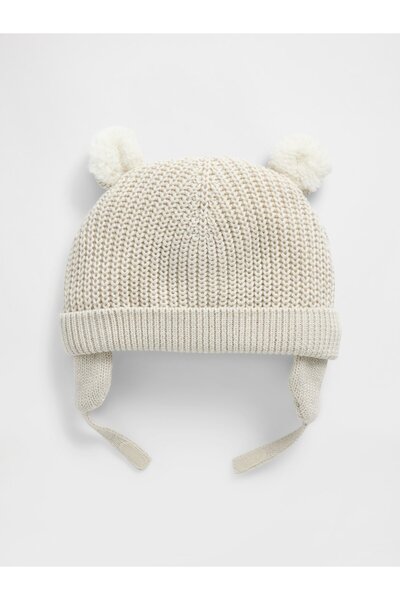 GAP Bebek Beyaz Sherpa Kapitone Ayı Bere