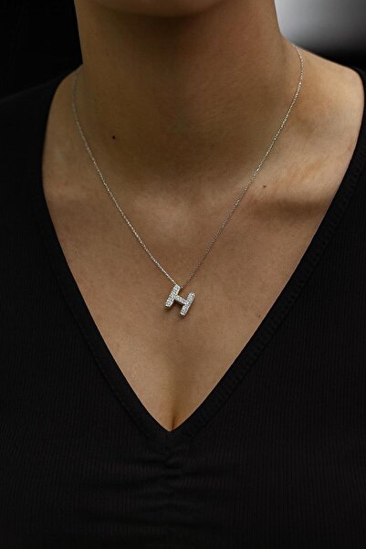 Sirena Accessories Gümüş Kaplama Zirkon Taşlı Harfli Kolye