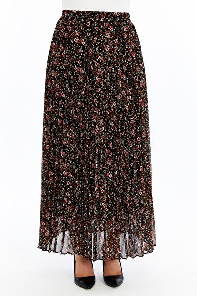 sehatex Lined Pleated Chiffon Waisted Elastic Skirt