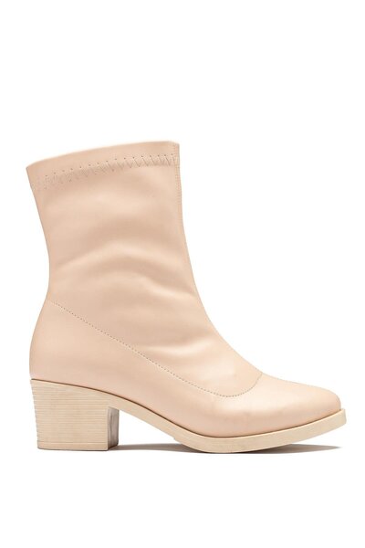 lady classy Kadın Streç Bot Bilekli Kısa Küt Kalıp Deri Kaliteli Bot Topuklu ...