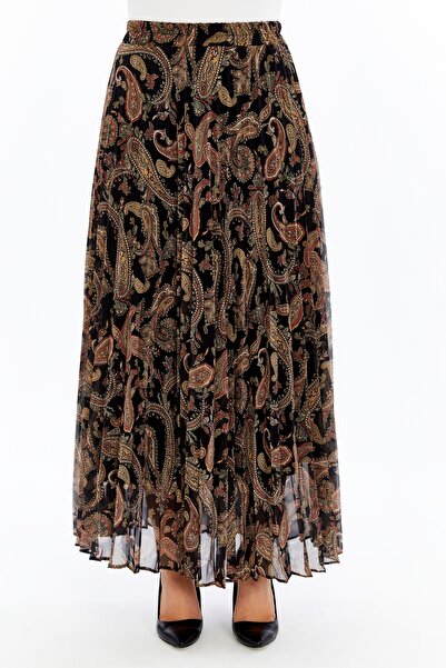 sehatex Lined Pleated Chiffon Waisted Elastic Skirt