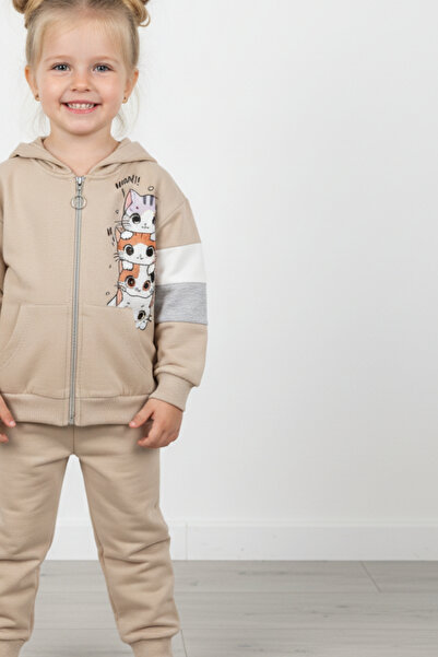 zubi baby & kids wear Pink Heart Detailed Children's Tracksuit Set (3-7 Years)