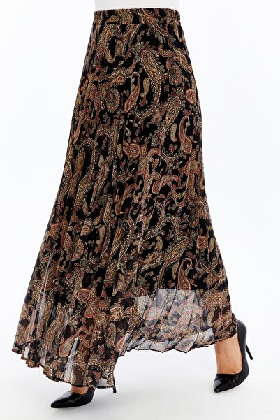 sehatex Lined Pleated Chiffon Waisted Elastic Skirt