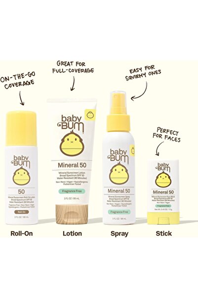 Sun Bum Baby Bum SPF 50 Sunscreen Spray | Mineral UVA/UVB Face and Body Protection for Sensitive Ski